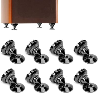 8 Stuks Zwarte Speaker Spikes voor Hi-Fi Apparatuur, Schokabsorberende en Antivibratie Speaker Steunen