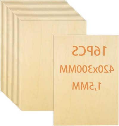 16 P multiplexplaten van 1,5 mm, 420 x 300 mm, onbehandeld lindehout, ideaal voor knutselen en DIY-projecten