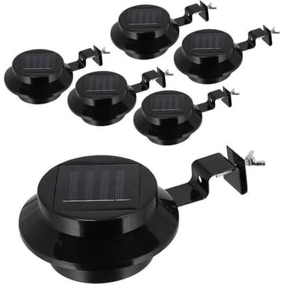 Lot de 6 lampes solaires pour gouttière en plastique et fer - éclairage d'extérieur - énergie solaire