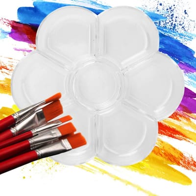 7 Gaten Pruimvormig Palet Kunst Tekenen Schilderen Bakje voor Olie Aquarel Schilderen (Transparant)