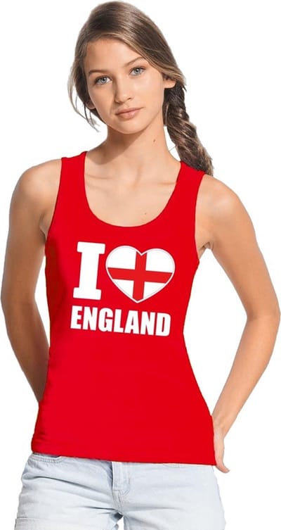 Rood I love Engeland supporter singlet shirt/ tanktop dames - Engels shirt dames S