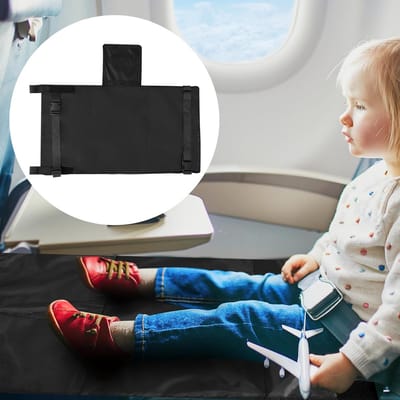 Vliegtuig voetensteun - Kinderhangmat reis - Comfortabel reizen - Antislip oppervlak - 75 x 42 cm - Zwart