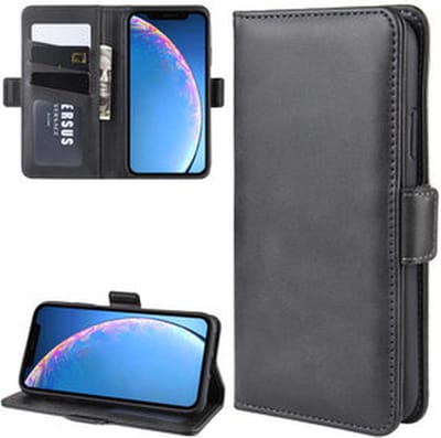 ShieldCase Leren Bookcase geschikt voor Apple iPhone 11 hoesje - wallet case - ruimte voor pasjes - pasjeshouder - te gebruiken als standaard - ruimte voor contant geld - zwart + screenprotector (Tempered Glass)