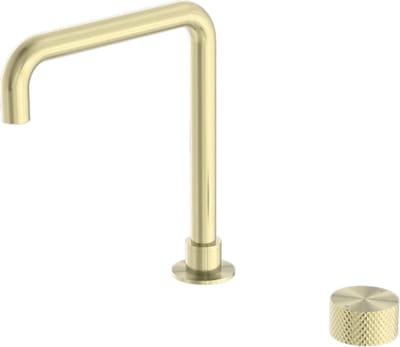 Owen & Finch Hoge Progressive Wastafelkraan Messing – Geborsteld Champagne Goud PVD – Diamantkarteling – Voor Waskommen