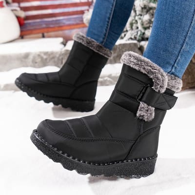 Waterdichte Winterlaarzen voor Dames Faux Fur Lange Pluche Sneeuwlaarzen Dames Plateauschoenen Warme Katoenen Koppel Enkellaarsjes 36 zwart