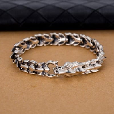Bracelet en argent sterling S925 pour homme avec robinet dominateur et quille Bracelet en argent thaïlandais rétro dominateur 22cm argenté