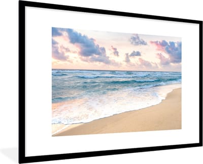 Fotolijst incl. Poster - Strand - Wolken - Pastel - 120x80 cm - Posterlijst