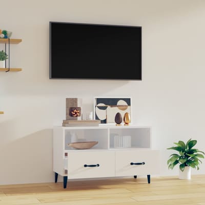 vidaXL - Tv-meubel - 80x36x50 - cm - bewerkt - hout - hoogglans - wit