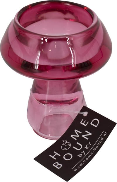 Glazen waxine- en kaarsenstandaard roze