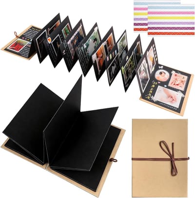 Set van 2, 34 Pagina's, Fotoalbum, Compact Leporello voor Foto's, Creatief Scrapbook voor Verjaardag en Bruiloft, Herinneringen Vastleggen