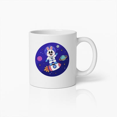 Schattige Ruimte Konijn Mok – Cartoon Astronaut Konijn Koffiekopje voor Kinderen en Ruimte Liefhebbers