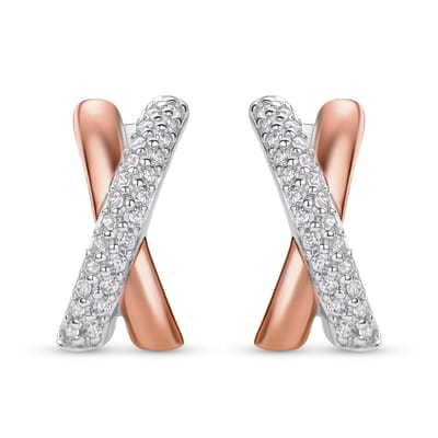 Miore Pure Oorbellen Dames - Verguld Zilver - Met Zirkonen - Hypoallergeen - 16.5 mm