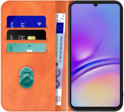 Geschikt voor Samsung Galaxy A05 Telefoonhoesje Bruin Kunstleer Met Magnetische Sluiting - Portemonnee BookCase Met Pasjeshouder - ProtX