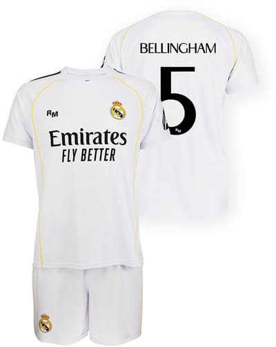Real Madrid Voetbaltenue Bellingham Thuis - 2025-2026 - Voetbaltenue Kinderen - Shirt en Broekje - Jongens en Meisjes --116