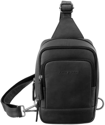 GREENBURRY Leren schoudertas slingtas Fiorentina Crossover Bag II Black zwart