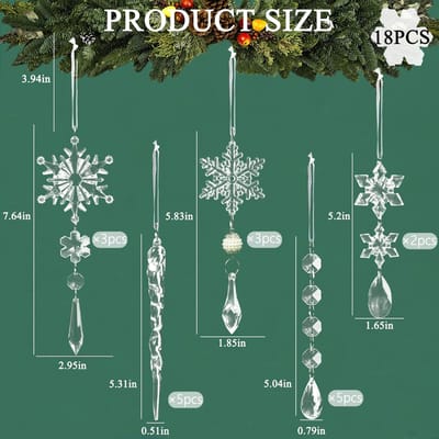 10 stuks kristallen kerstversieringen voor kerstboom hangende decoraties acryl sneeuwvlok ijspegel ornamenten druppel hangers 10pcs gray