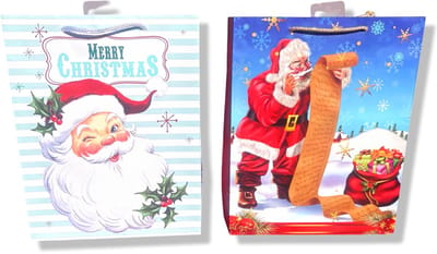 4 Luxe Kerst Cadeautasjes A5 formaat 23x18x9cm - Kerst Papieren cadeautasjes met Full-color bedrukking