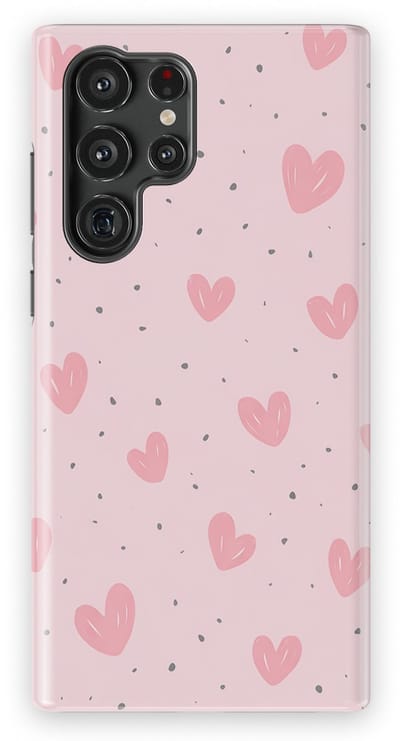 Tough Hoesje met Hartjes Samsung Galaxy S22 Ultra | Little Love Tough Case Geschikt voor Mag | Hartjes Print Backcover Samsung Galaxy S22 Ultra Pink Blush