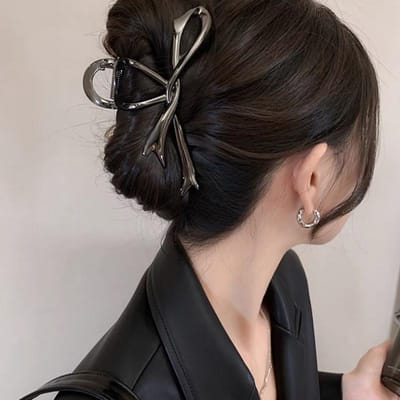 Nouvelles pinces à cheveux en ruban vintage avec nœud en forme de crabe, épingles à cheveux, queue de cheval en forme de requin pour femmes, accessoires pour cheveux, barrettes noir