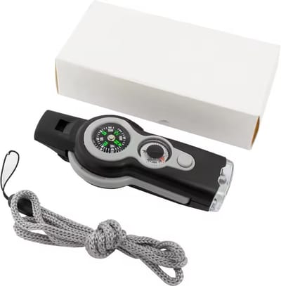7 In 1 Noodoverlevingsfluitje - Noodfluit Met Compas & Thermometer & Vergrootglas & Reflectorspiegel & LED Licht - Noodfluit - Alles-in-één Noodhulpmiddel