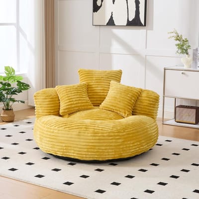 Zitzak - Luie stoel - Ontspannen thuis - Hoge rugleuning - 108 x 108 x 52 cm - Okergeel