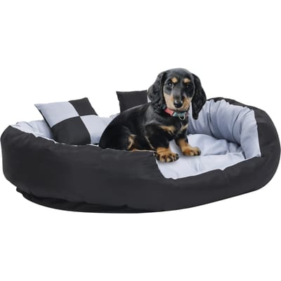 vidaXL - Hondenkussen - omkeerbaar - en - wasbaar - 110x80x23 - cm - grijs - en - zwart