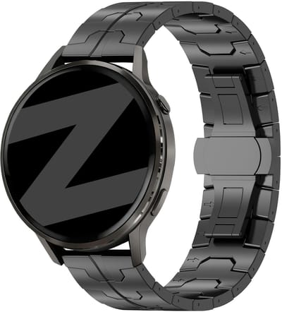Bandz Stalen 'Iron' band geschikt voor Garmin Vivoactive 4 / Garmin Venu 4 - 45mm / Garmin Venu 3 / Garmin Venu 2 / Garmin Forerunner 570 - 47mm / Garmin Forerunner 265 / Garmin Forerunner 255- Zwart