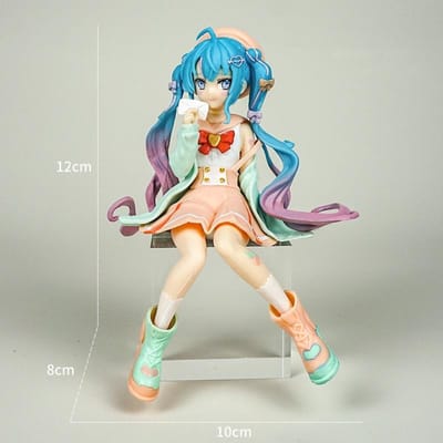 Mooie Hatsune Miku Anime figuur Roze jurk Zittende houding PVC model actie speelgoed Kersentak decoratie verzamelcadeaus