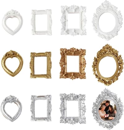 Mini fotolijsten - Set van 12 - Doe-het-zelf decoratie - Barokke vintage stijl - 4 vormen - Goud