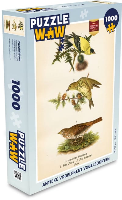 Puzzel Antieke vogelprent vogelsoorten - Legpuzzel - Puzzel 1000 stukjes volwassenen