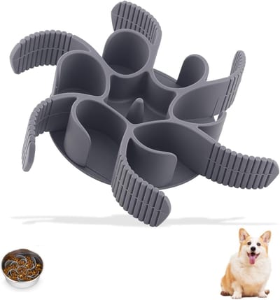 Hondenvoerbak Inzet - Slow Feeder - Gezond Eten Bevorderen - Universele Pasvorm - 17.5 cm - Grijs