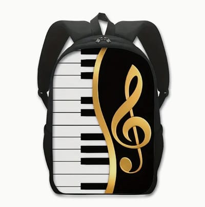 Muziek Rugzak | Piano Rugtas | Rugzak Meisje | Rugzak Jongens | Mooie rugzakken met Muzieknoten | 15 liter | Kinder Rugzak