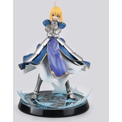 Anime Figuur Fate/stay night Nuchtere Ridder Houdt Zwaard Staande Houding Mantel Model PVC Verzameling Cadeau Speelgoed Beeldje 23CM With box gray