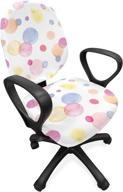 ABAKUHAUS pastel bureaustoel met overtreksel, aquareldruppels, decoratieve beschermhoes gemaakt van rekstof, meerkleurig