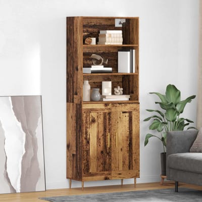 vidaXL - Highboard - Oudhout - 69,5 - x - 34 - x - 180 - cm - Bewerkt - hout