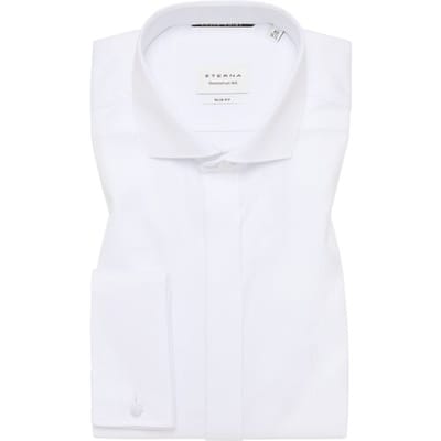 Eterna Overhemd Cover Shirt Twill French Cuffs Half-Ply Cotton Longer Sleeve Wit / male
