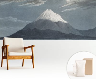 Wallfluent Behang - Maanverlichte nacht Muurbehang - 250x104 cm - Blauw Behang - Voor liefhebbers van abstracte kunst - Behang Voor de woonkamer, voor het kantoor, voor de slaapkamer - Wanddecoratie Landschappen