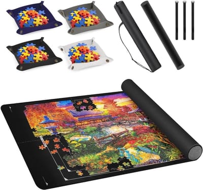 Puzzelmat - Puzzel kleed - Puzzels opbergen - Met sorteervakken - Tot 1500 stukjes - Groen