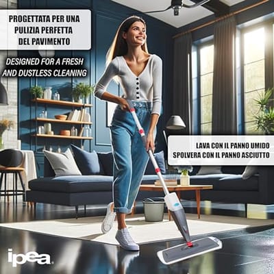 Aluminium sproeikop met microvezeldoek voor vloer-, stof- en glasreiniging