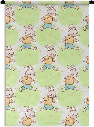 Wandkleed - Wanddoek - Konijn - Patronen - Kinderen - Cartoon - 60x90 cm - Wandtapijt