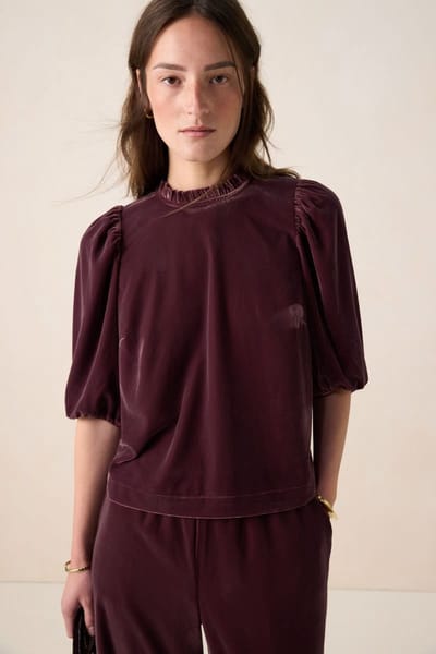 Sissy-Boy - Donkerrode velvet top