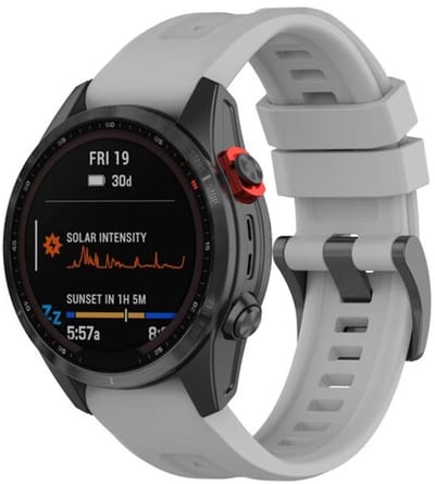By Qubix - Geschikt voor Garmin bandje - 26mm Quickfit - Siliconen sportbandje - Grijs - Geschikt voor Garmin Fenix 8 / 8 Pro - 51mm