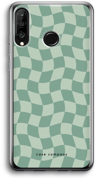 Case Company® - Hoesje geschikt voor Huawei P30 Lite hoesje - Grid Groen - Soft Cover Telefoonhoesje - Bescherming aan alle Kanten en Schermrand