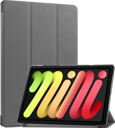 Hoes - Geschikt voor Apple iPad Mini 7 (2024) - 8.3 inch - 7e Generatie - Dun & Stevig - Trifold Bookcase - Hard Cover - Hardcover Book Case - Tablet Hoesje - Grijs