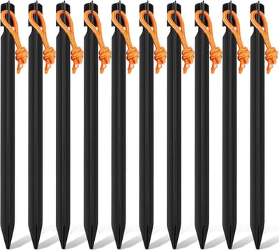10-pack aluminium tentharingen met reflecterende touwen - zware tentharingen -metalen tentpinnen - kampeerharingen voor buiten - voor strandhangmatten, luifels, regenzeilen, wandelen, tuinieren