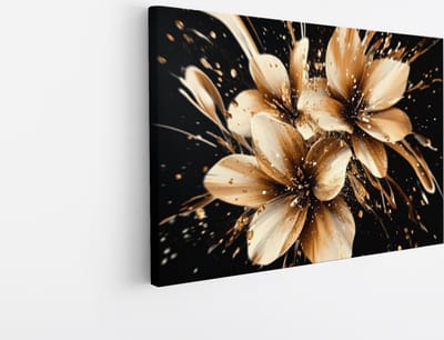 Saammp Canvas Schilderij - Vintage - beige bloemen - Natuur - Abstract - 45x30 - Foto op canvas - Wanddecoratie - Muurdecoratie Woonkamer - Woonkamer Decoratie