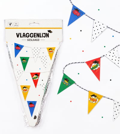 Geslaagd Vlaggenlijn 4 Meter – Kleurrijke Slinger voor Diploma Feest – Afstudeer Decoratie