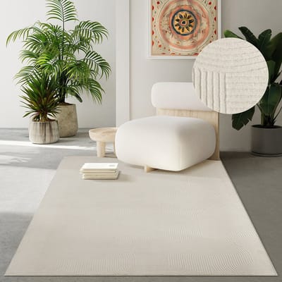 the carpet Rio – Modern & onderhoudsvriendelijk laagpolig vloerkleed met 3D-reliëf, zachte touch & antislip rug – geschikt voor woonkamer, slaapkamer of hal – crème, 80 x 150 cm
