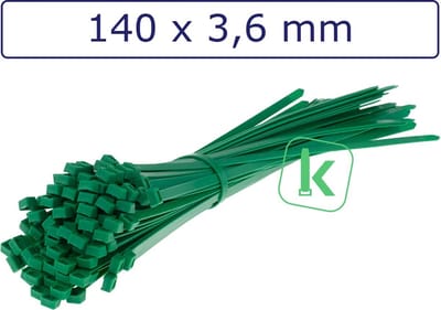 PRO-TIE® - Tyraps, kabelbinders 140 x 3,6 mm Groen (Zak 100 stuks) (tiewrap/tyrap/tie-wrap/bundelbandje/colsonbandje/)