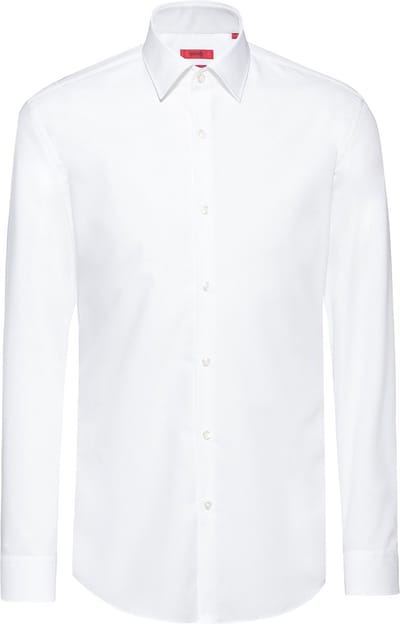 HUGO Kenno slim fit overhemd - popeline - wit - Strijkvriendelijk - Boordmaat: 39 (EU maat: M)